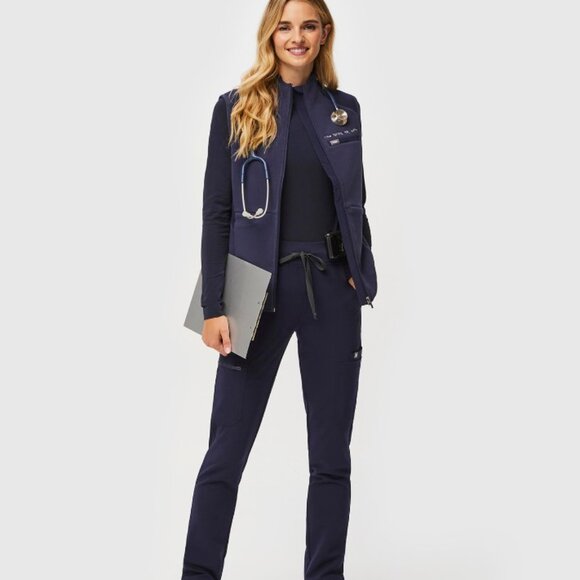 NWT FIGS High Waisted Yola Skinny Scrub Pants - XSP - Navy - Picture 1 of 14